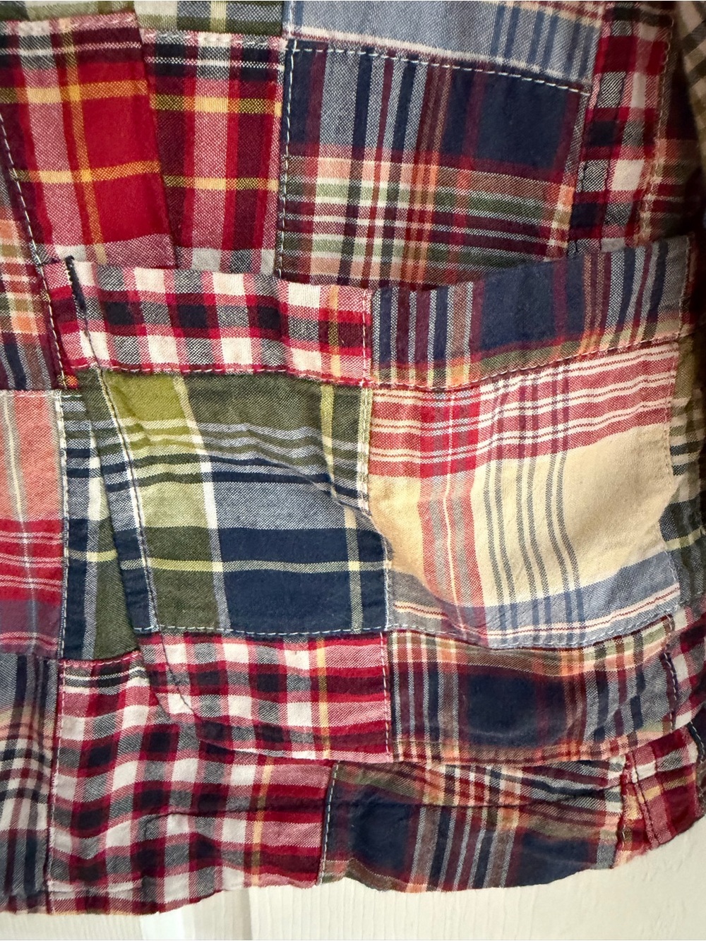 Vintage J. Crew Patchwork Plaid Blazer in Red, Navy & Green - Picture 5 of 13